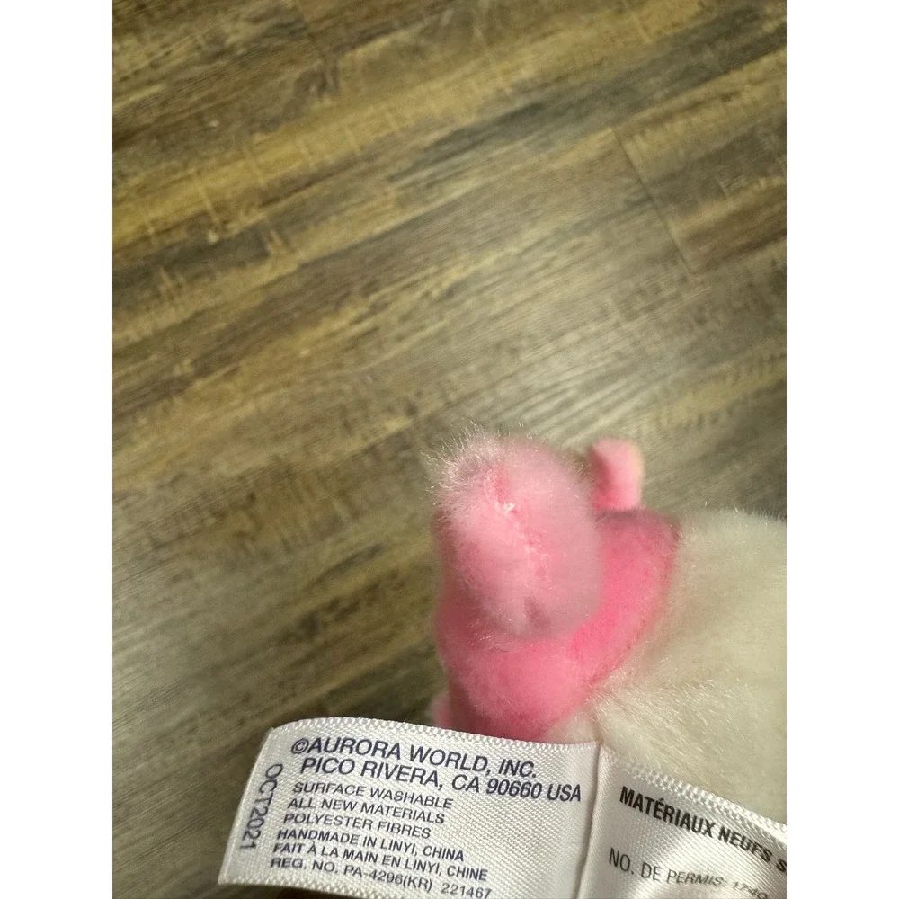 Aurora Pink and White Strawberry Cow Plush Stuffed‎ Animal Floppy 8 inch 2021